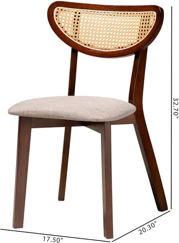 Miniatura 3 de Baxton Studio Dannell Mid-Century - Juego de sillas de comedor de 2 piezas de tela gris y madera con acabado marrón nogal Gris/marrón nogal/marrón