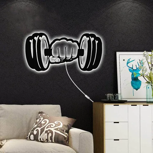 Miniatura 7 de Geek Alerts Muestro de luz LED de pared para gimnasio en casa, sala de entrenamiento, decoración de iluminación LED, obra de arte, emblema