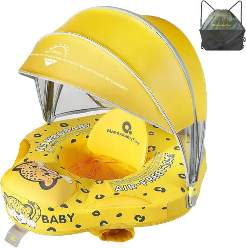 Miniatura 16 de Mambobaby Flotador de piscina para bebé con toldo, flotadores infantiles no inflables con cola sólida, suave, impermeable, agradable a la piel