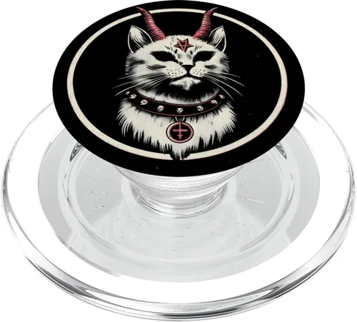 Miniatura 8 de PopSockets de Baphomet Satánico Oculto Gato Diablo PopGrip estándar