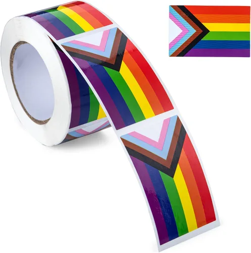 Miniatura 4 de 250 calcomanías de bandera arcoíris de Daniel Quasar Progress Pride para homosexuales, lesbianas, transgénero, conciencia LGBTQ, desfiles y eventos