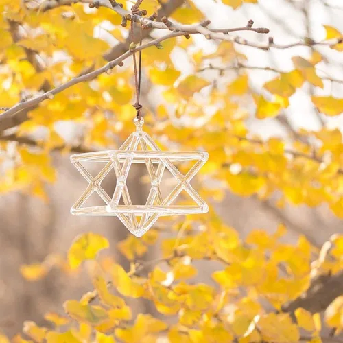 Miniatura 5 de [Con estuche de transporte] Pirámide de Merkaba de cristal de cuarzo ópticamente transparente para meditación de curación de sonido, instrumento