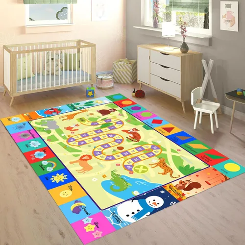 Miniatura 13 de Tapete educativo de 3 x 4 pies, tapete de aprendizaje ABC y 123 para niños pequeños con diseños de animales, alfombra antideslizante lavable