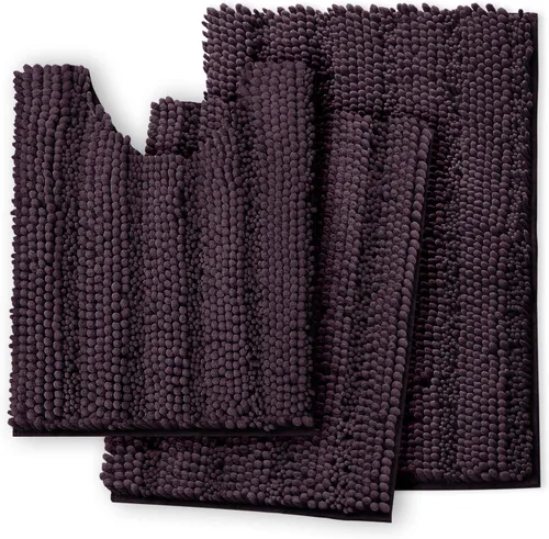Miniatura 19 de Clara Clark Tapetes para baño de felpilla, tapetes de baño de felpa ultra suaves, lavables a máquina, con parte trasera antideslizante, 44 x 26 Negro