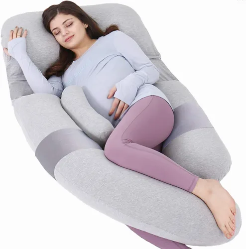 Miniatura 9 de Almohada de cuerpo completo de 60 pulgadas, almohada de lactancia, maternidad y embarazo, almohadas extragrandes en forma de U con lado desmontable