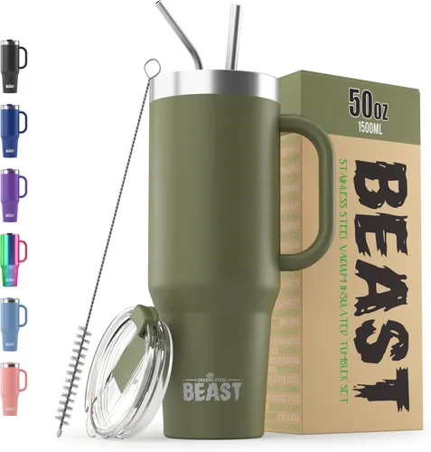 Miniatura 32 de Beast Vaso Térmico de 30 oz de Acero Inoxidable con Aislamiento al Vacío para Café y Hielo de Doble Pared Termo de Viaje (Rojo Arándano)