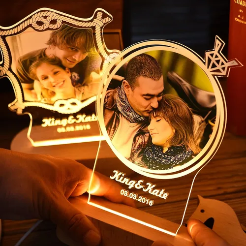Miniatura 2 de guf Marco de fotos personalizado grabado, marco de fotos personalizado con cristal 3D, regalos para esposa, regalos de novio, regalos de pareja