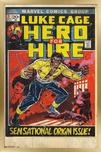 Miniatura 15 de Trends International Marvel Comics Luke Cage - Hero for Hire Cover #1 Wall Poster, 22.4L x 14.7W, Barnwood Framed Version