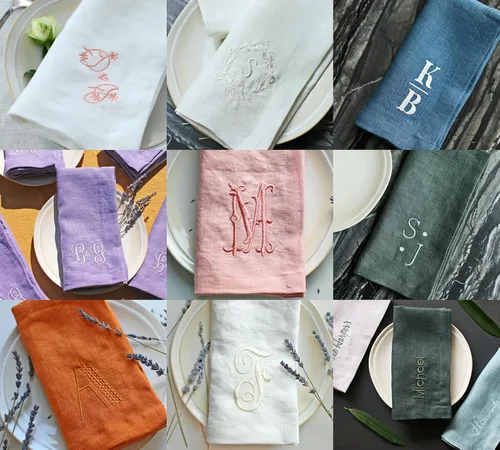 Miniatura 9 de Servilletas personalizadas bordadas con cualquier texto y diseño de monograma, añadir un nombre, servilletas de alta calidad con bordado, gran