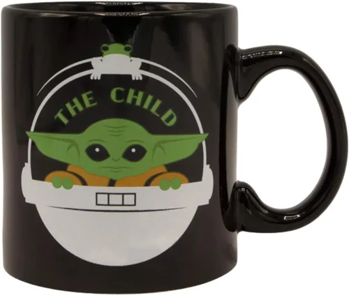 Miniatura 21 de Silver Buffalo Star Wars The Mandalorian The Child Stands, taza de café de cerámica, 20 onzas The Child Stands-Negro