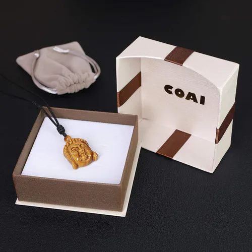 Miniatura 7 de Collar con colgante de cabeza de Buda con ojo de tigre genuino, Piedra