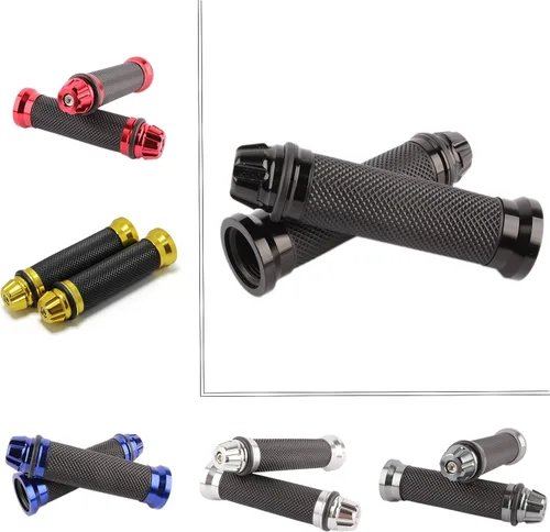 Motorcycle 7/8" CNC Hand Grips Aluminum Rubber Gel Handlebar for Sport Bike(Red)