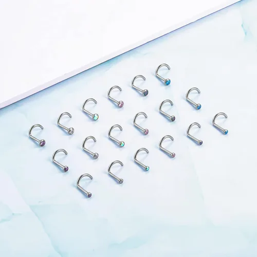 Miniatura 4 de 6 pernos de nariz de titanio macizo G23 de 18 G 20 G en forma de tornillo, aretes de nariz con forma de tornillo, ajuste a presión de 0.079in