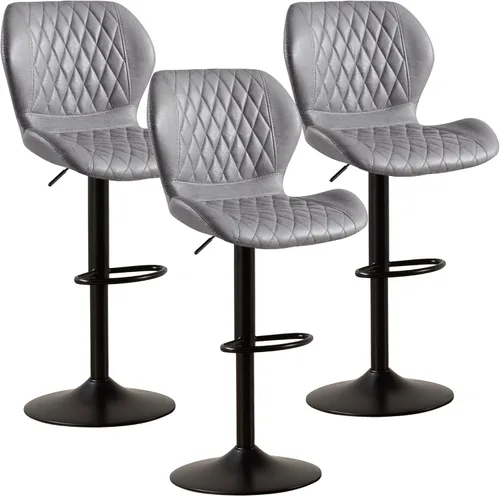 Miniatura 37 de Taburetes de bar modernos, taburetes de bar giratorios con respaldo alto, taburetes de bar de tela ajustables para sillas de isla de cocina