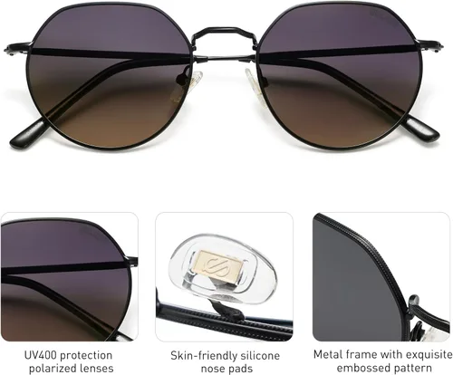 Miniatura 12 de SOJOS Gafas de sol polarizadas redondas de polígono para mujeres y hombres, retro, clásicas, vintage, Panto octogonales, SJ1157