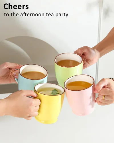 Miniatura 6 de Taza de café verde, taza de café de 16.5 onzas, apta para lavavajillas, taza de té de cerámica con mango grande, taza de café grande para café