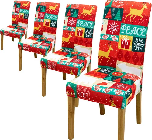 Miniatura 19 de Juego de 4 fundas elásticas para sillas de comedor, fundas elásticas para sillas de comedor, fundas para sillas de comedor, fundas protectoras
