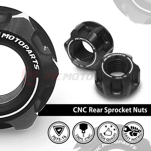 Miniatura 4 de MC MOTOPARTS Juego de tuercas de piñón trasero de carreras compatible con MT-07 MT-09/SP XSR 700 XSR 900 MT-09 Tracer FZ09 (negro)