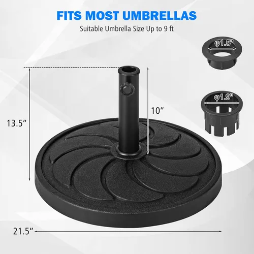 Miniatura 6 de Tangkula Base de sombrilla de 40 libras, sombrilla redonda resistente para exteriores, para mesa de 1.5 a 1.9 pulgadas, soporte de paraguas