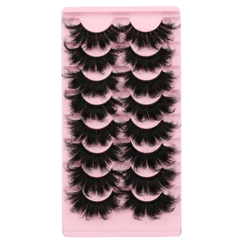 Miniatura 9 de Pestañas postizas marrones, pestañas naturales, ojo de gato, pestañas de banda transparente, pestañas esponjosas, paquete de 8 pares
