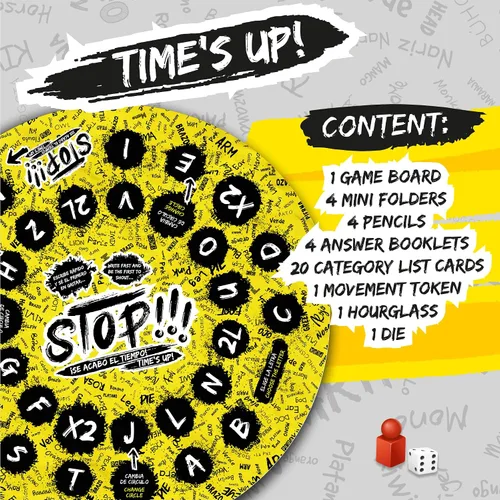 Miniatura 5 de RONDA Juego de mesa Stop para familiares y amigos, incluye carpetas de tablero de juegos, lápices, bloc de notas, categoría, tarjetas, juego