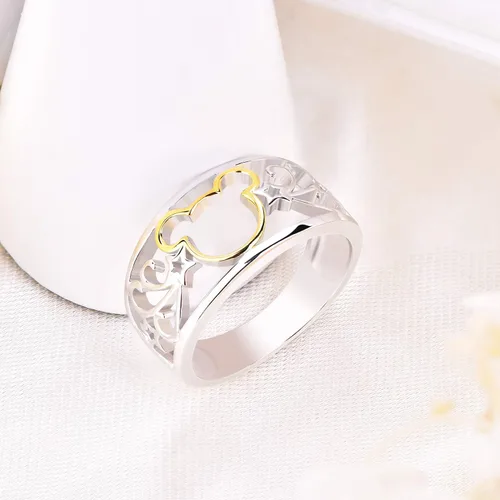 Miniatura 3 de JO WISDOM Anillo de Mickey Mouse chapado en plata de ley 925 y oro amarillo, Oro blanco, oro amarillo, metal