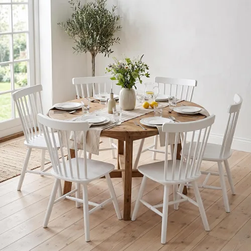 Miniatura 10 de Juego de 4 sillas de comedor Windsor, sillas de cocina de estilo granja con respaldo de vástago, sillas laterales de madera maciza sin brazos