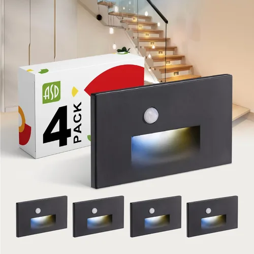 Miniatura 10 de ASD LED Luminaria de Escalera Empotrada, Iluminación de Pasada al Aire Libre del Atardecer al Amanecer 3CCT, Sensor de Movimiento, Fotocélula
