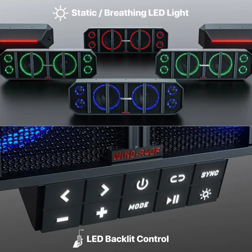 Miniatura 5 de GoHawk Barra de sonido UTV Barra de sonido ATV impermeable de 6 altavoces Luces Bluetooth y multicolor Altavoces SxS de 17 pulgadas Barra