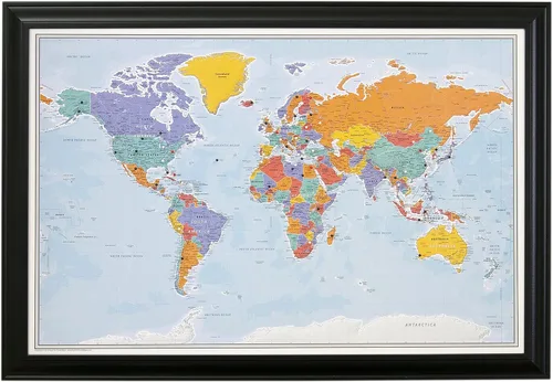 Miniatura 24 de Póster personalizado en lienzo enrollado con mapa del mundo, arte de pared con chinchetas – Grande 24" x 36" mapa del mundo de océanos azules