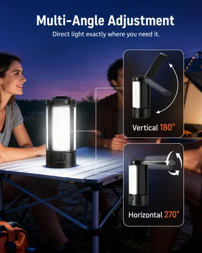 Miniatura 4 de Luces de camping recargables con soporte, luz de trabajo portátil de 6000 K, 4 cabezales de lámpara LED, linterna magnética con trípode desmontable