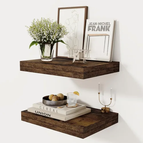 Miniatura 23 de Fun Memories - Estante flotante de 12 pulgadas, estantes de pared de madera rústica para decoración de pared y almacenamiento, estante flotante