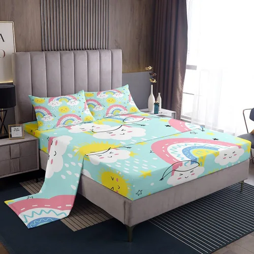 Miniatura 10 de Erosebridal Juego de sábanas de fresa, tamaño individual, diseño de fresa rosa para niñas y niños, sábana bajera ajustable de frutas tropicales
