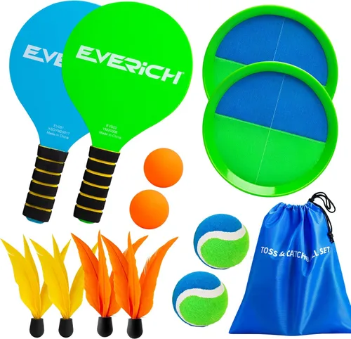 Juego de Pelota de Lanzar y Atrapar y Pelota de Paleta, Juegos al Aire Libre para Juguetes de Niños, Juegos Familiares de Navidad, Juego de Playa
