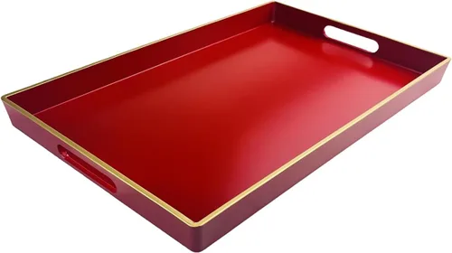 Miniatura 15 de Bandeja decorativa azul para mesa de café, bandeja de servir redonda de plástico con cuentas para encimera de cocina, otomana, sala de estar, (13")