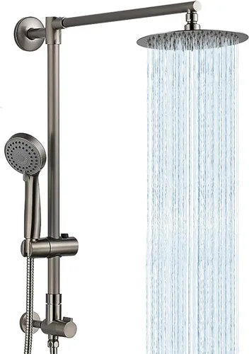 Fennocasa Polaris 1 - Sistema de ducha de lluvia, incluye cabezal de ducha de lluvia de 8 pulgadas con combo de mano de alta presión, rociador de