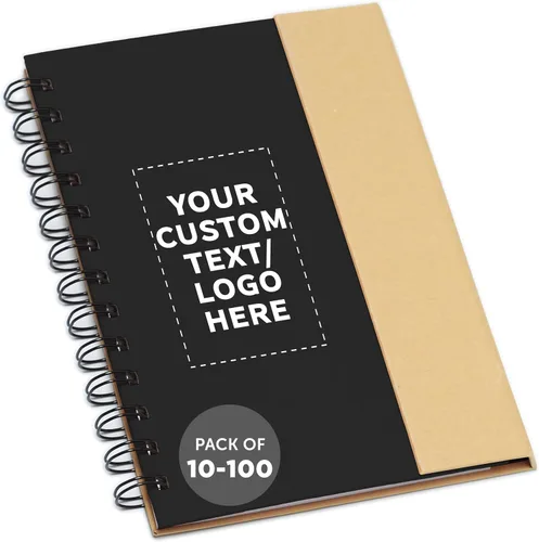 Miniatura 2 de DISCOUNT PROMOS Juego de 1 cuadernos de espiral ecológicos personalizados con bolígrafos, paquete personalizado a granel, perfecto para negocios