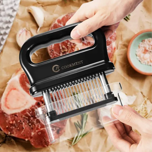 Miniatura 3 de JY COOKMENT Ablandador de carne con 48 cuchillas de acero inoxidable ultraafiladas, herramienta de cocina ideal para ablandar, barbacoa, adobo