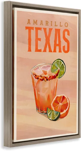 Miniatura 3 de Stupell Industries Amarillo Texas Cocktail Framed Floater Canvas Wall Art Design by The Whiskey Ginger, Brown Floater Frame, 21 x 31