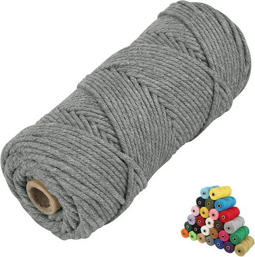 Miniatura 74 de Cordón de algodón para macramé, hilo torcido de 4 capas, cuerda de algodón natural, suministros perfectos de macramé, para hacer soportes colgantes