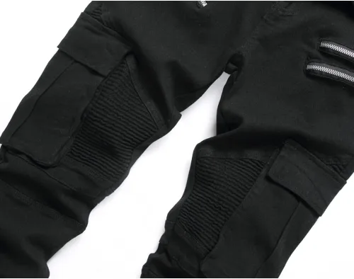 Miniatura 7 de Ginsiom Pantalones de mezclilla de motociclista para hombre, pierna recta, ajustados, desgastados, elásticos, para motocicleta