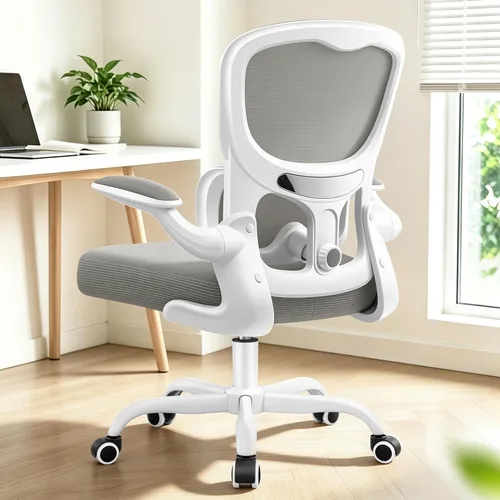 Miniatura 11 de ALLGOD Silla de oficina ergonómica, silla de escritorio ergonómica de malla transpirable con soporte lumbar ajustable, reposabrazos abatibles