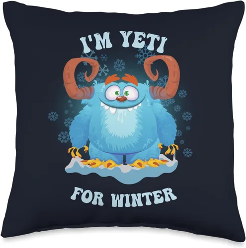 Family Matching Pajamas Yeti Snowman Christmas Cute Yeti - Almohada de invierno con diseño de muñeco de nieve, 16 x 16 pulgadas, multicolor