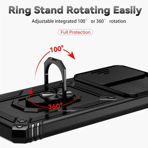 Miniatura 5 de Funda para Redmi Note 12, funda Poco X5 5G con protector de pantalla de vidrio templado y cubierta de cámara deslizante, anillo magnético soporte