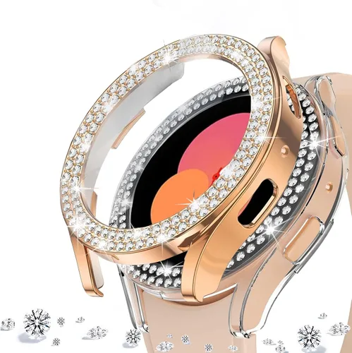 Miniatura 40 de DEALELE Paquete de 1 + 3 fundas y protector de pantalla compatible con Samsung Galaxy Watch FE / 5/4 de 1.575 pulgadas, funda protectora