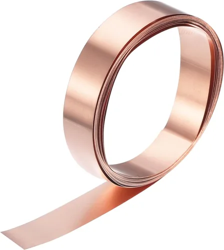 uxcell Rollo de lámina de cobre de 78.740 in x 0.394 in x 0.004 in, 99.9% de tira de cobre puro de cobre intermitente placa de lámina de metal para
