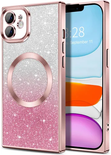 Miniatura 47 de Hython Funda para iPhone 13 Pro transparente con purpurina magnética [compatible con MagSafe] Protector completo de lente de cámara delgado