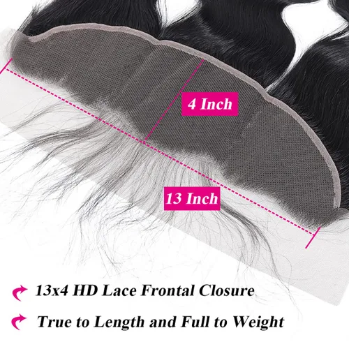 Miniatura 2 de 13x4 frontal cuerpo ondulado encaje frontal 100% cabello humano de oreja a oreja 13x4 cuerpo ondulado HD cierre de encaje transparente 10 pulgadas