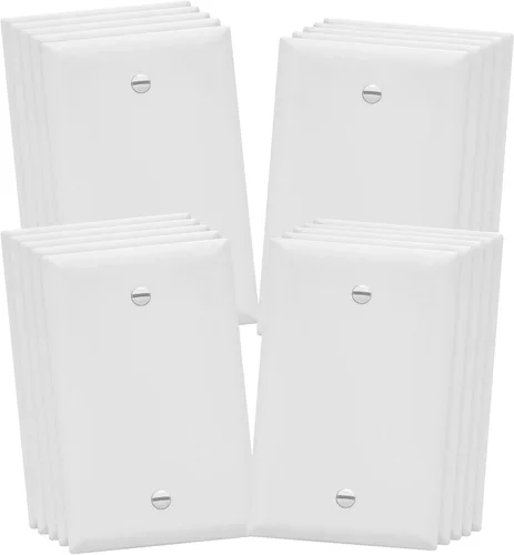 Miniatura 36 de ENERLITES - Placas para pared de dispositivo en blanco, acabado brillante, cubiertas de salida en blanco de tamaño mediano, 1 banda, 4.88 x 3.11