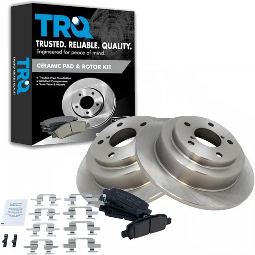 Miniatura 133 de TRQ Kit de rotor de freno trasero y pastillas de cerámica Posi premium compatible con camioneta Chevy GMC
